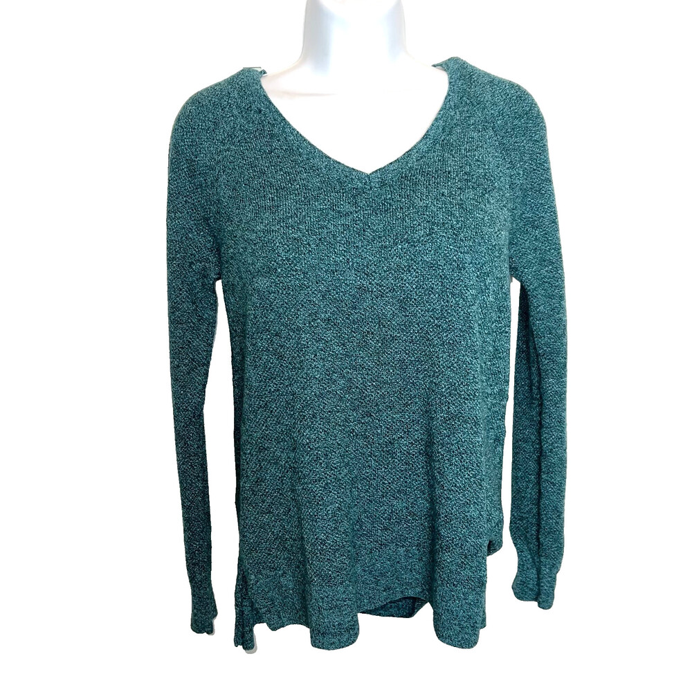 GAP - Women's M Sweater V-Neck Long Sleeve Waffle Knit Turquoise